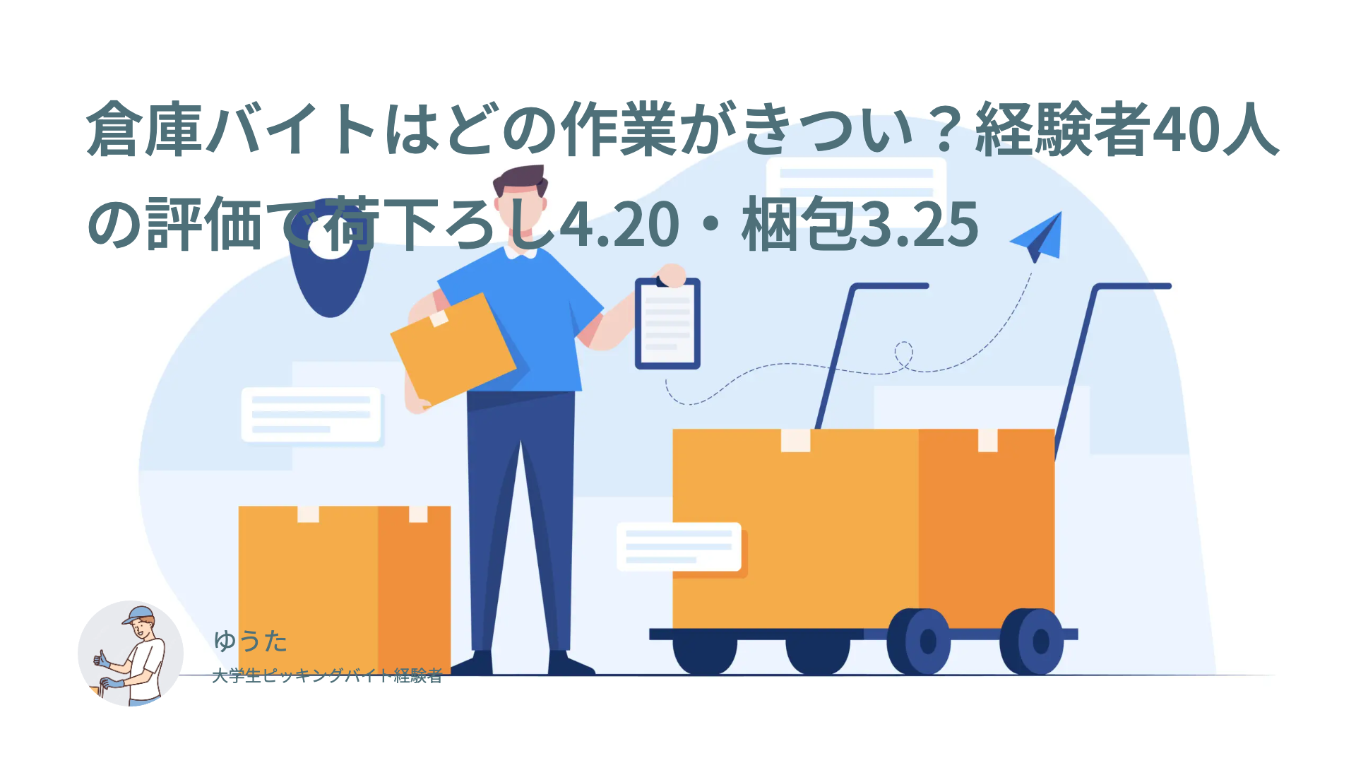 倉庫バイトはどの作業がきつい？経験者40人の評価で荷下ろし4.20・梱包3.25